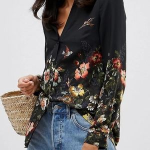 Oasis rose and swallow print shirt